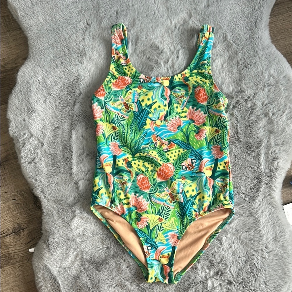J. Crew Crewcuts Tropical Print One Piece Swimsuit Sz 8